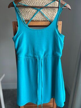 Teal chiffon strappy tank dress